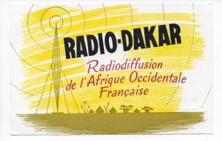 Qsl Radio Dakar Afrique Occidentale Francaise Senegal Africa Federal Network Dx