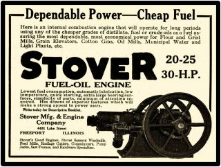 1919 Stover Mfg.  & Engine Co.  Metal Sign: Fuel Oil Engine Freeport,  Illinois