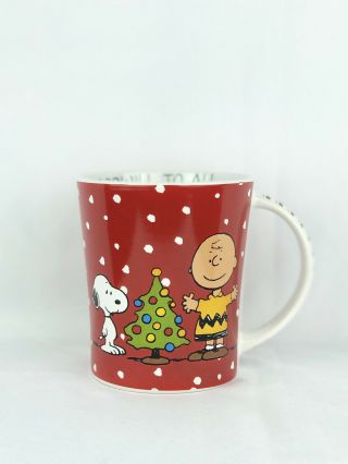 Christmas Peanuts Charlie Brown Snoopy Good Will To All Gibson 15 Oz Coffee Mug