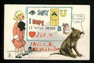 Artist Signed Vintage Postcard Outcault Tuck Valentines Day Buster Brown Tige
