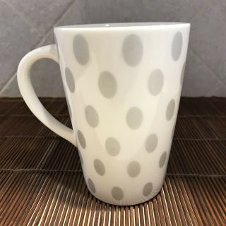 Starbucks White Coffee Cup Mug With Silver Oval Polka Dots 2005 16 Oz Euc