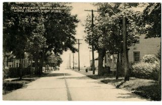South Jamesport Li Ny - Main Street Scene - 1940s Postcard