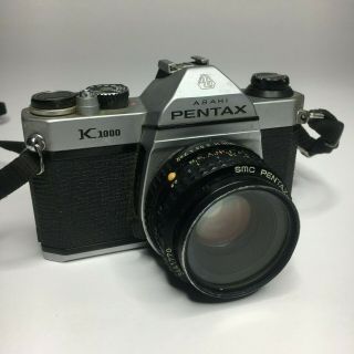 Pentax K1000 35mm Slr Film Camera With 50 Mm Lens Vintage No Hot Shoe