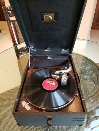 Hmv Portable Wind Up Gramophone Model No.  102 Serviced.