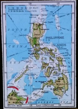 Map Of The Philippine Islands,  Philippines,  Magic Lantern Glass Slide