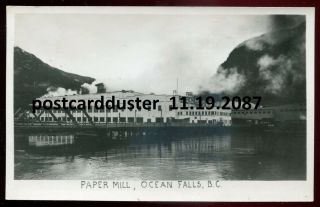 2087 - Ocean Falls Bc 1930s Paper Mill Bridge.  Real Photo Postcard By Gowen Sutton