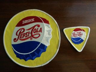 Vintage Embroidered Cloth Pepsi Cola Advertising Patches - Late 50 