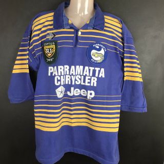 Vintage Arl Nrl Parramatta Eels Peerless Jersey 1996 Rugby League Xl Signed