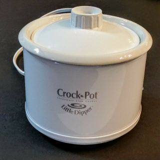 Rival Little Dipper Crock Pot,  Lid 16 Oz White Stoneware Slow Cooker Fondue Dip