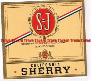 1940s California Lodi Shewan - Jones S - J Sherry Wine Label