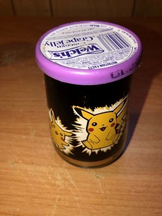 1999 Nintendo Collectible Pokemon 25 Pikachu Welch ' s Jelly Jar Glass W/ Jelly 2