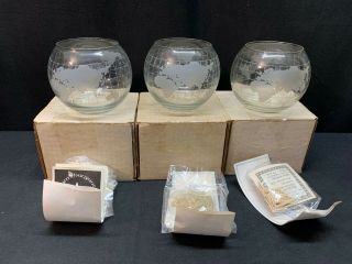 Set Of 3 Nestle " World Globe " Frosted Glass Floating Candles