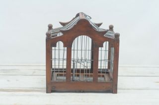 Vintage Wood Bird Cage Rectangular Shaped Bird Cage Canary Miners Birdcage