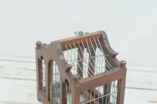 Vintage Wood Bird Cage Rectangular Shaped Bird Cage Canary Miners Birdcage 3