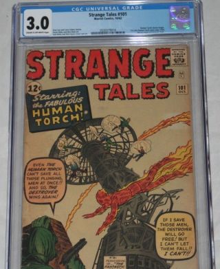 Strange Tales 101 Cgc 3.  0 C - Ow 1st Solo Human Torch Since Golden Age