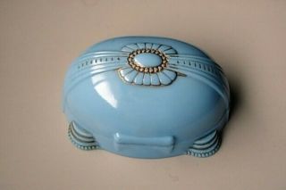 Vintage Art Deco Celluloid Ring Presentation Box Blue Oval