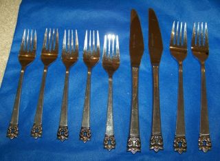 9 Stanley Roberts Roget Flatware 5 Desert / Salad Forks 2 Knife 2 Dinner Forks
