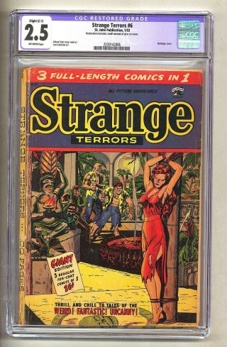Strange Terrors 6 (cgc 2.  5 Slight Resto) O/w Pgs; Bondage Cover; 1953 (c 26076)