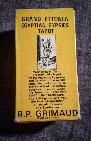 Vintage 1969 Grand Etteilla Egyptian Gypsies Tarot - Made in France - Grimaud 2