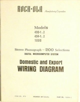 Rock - Ola Model 490 - 1,  2 / 494 - 1,  2 / 1000 Domestic & Export Wiring Diagram