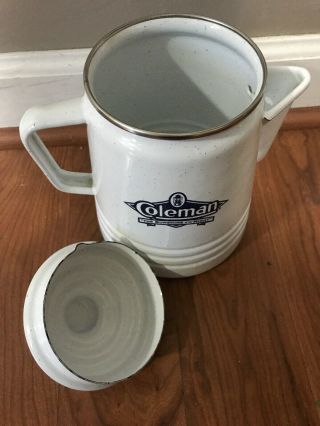 Vintage Coleman White Speckled Enamel Coffee Pot 9 - cup capacity No Basket Percol 2