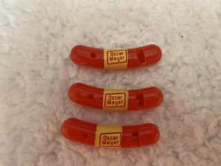 Vintage 1960s Oscar Mayer Weiner Whistle (qty.  3) Weenie Plastic Toy