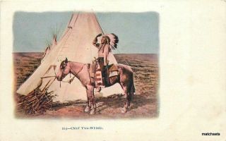 C - 1905 Native American Indian Chief Two Whistle Undivided Postcard 7088