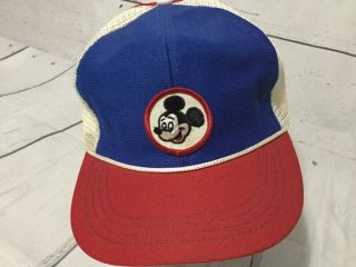 Vintage Mickey Mouse Red/blue Hat Walt Disney Productions Made In Usa Size Large