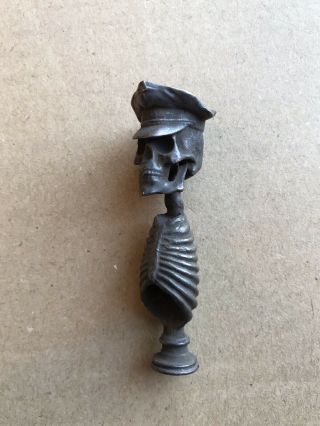 Vintage Solid Bronze Miniature German Officer Skull/death Head Pipe Tamper