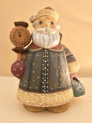 G Debrekht Santa Hand Painted Russian Figurine W Clock