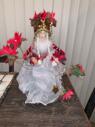 Patience Brewster Christmas Krinkles Poinsettia Fairy Queen Tree Topper Dept 56