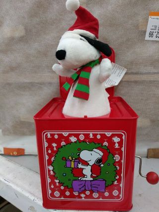 Gemmy Snoopy Peanuts Jack In The Box Plays " O Christmas Tree " Condit