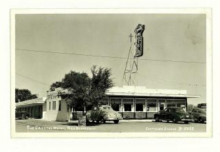 Red Bluff Ca 1947 Rppc Crystal Motel & Coffee Shop Tehama County Roadside Diner