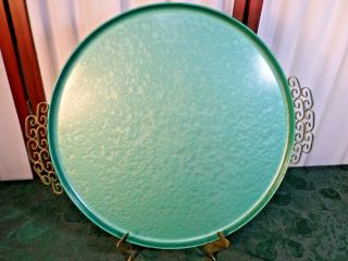 Moire Glaze Kyes Large Green Metal Enamel Serving Tray W/decorative Handles