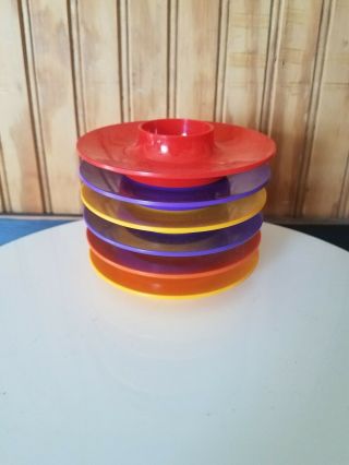Set Of 6 Rosti Mepal Copenhagen Egg Cups Plates 2 Purple 2 Yellow 1 Orange 1 Red