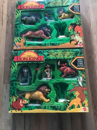 Disney Lion King Action Figure Gift Set Vintage 1990 2 - Complete Set Nib Mattel