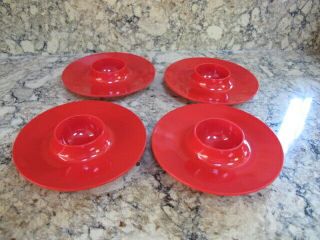 Set Of 4 Rosti Mepal Copenhagen Egg Cups Plates Dinnerware Style Red U115