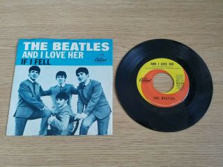 The Beatles 45 Record And I Love Her Capitol 1964 Picture Sleeve