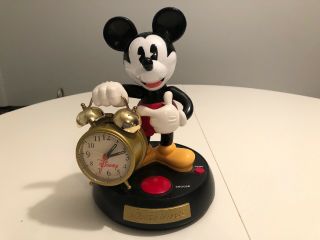 Vintage Mickey Mouse Animated Talking Alarm Clock Disney Hickory Dickory Dock
