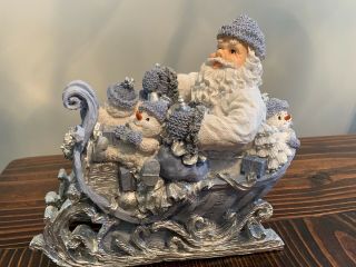 Encore Snow Buddies Santa In Sleigh Christmas Figurine 1998 8”x8”