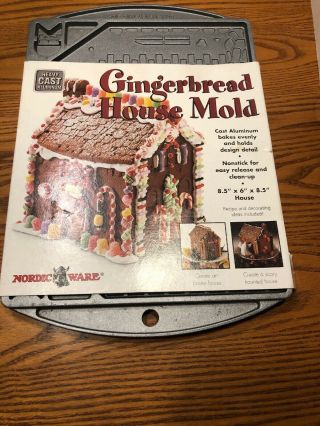Nordic Ware Gingerbread House Mold Christmas Holiday Aluminum 8.  5 " X 6 " X 8.  5 "