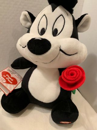 Pepe Le Pew Valentines Day Plush Hallmark Singing Talking Looney Tunes Skunk 10”