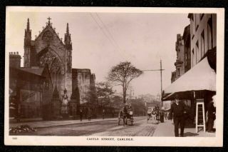 1915 Carlisle Castle Street Real Photo Postcard Cumbria Horse & Carts