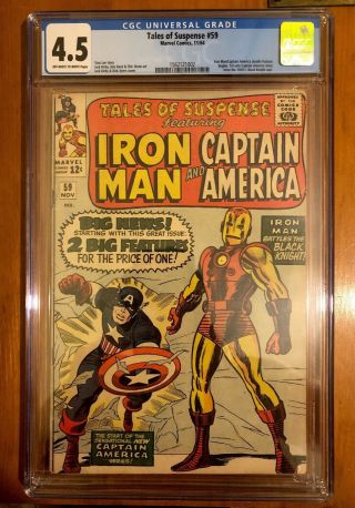 Tales Of Suspense 59 Cgc 4.  5 Iron Man/captain America Ow/w Vg,  1st Jarvis Comic