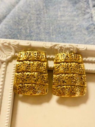 Authentic Yves Saint Laurent Vintage Gold Earrings H3.  5cm X W2.  5cm