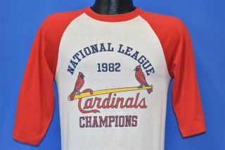 Vtg 80s St Louis Cardinals 1982 Nl Champs Jersey World Series T - Shirt Baseball S