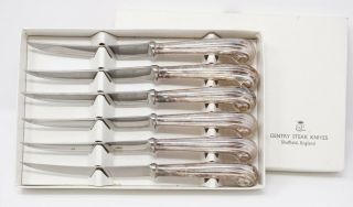 Stainless Gentry Set Of 6 Steak Knives 8 " Sheffield,  Eng