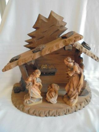 Vintage Very Nicely Hand Carved Wood Nativity Set