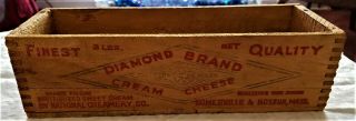 Vintage Wonderful Diamond Brand Cream Cheese Wooden Box 10 1/2 " Long