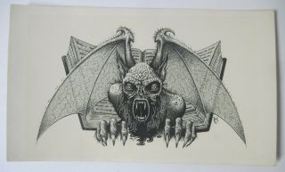 1981 Dave Carson Art Demon Bat Coming Out Of Occult Magic Book